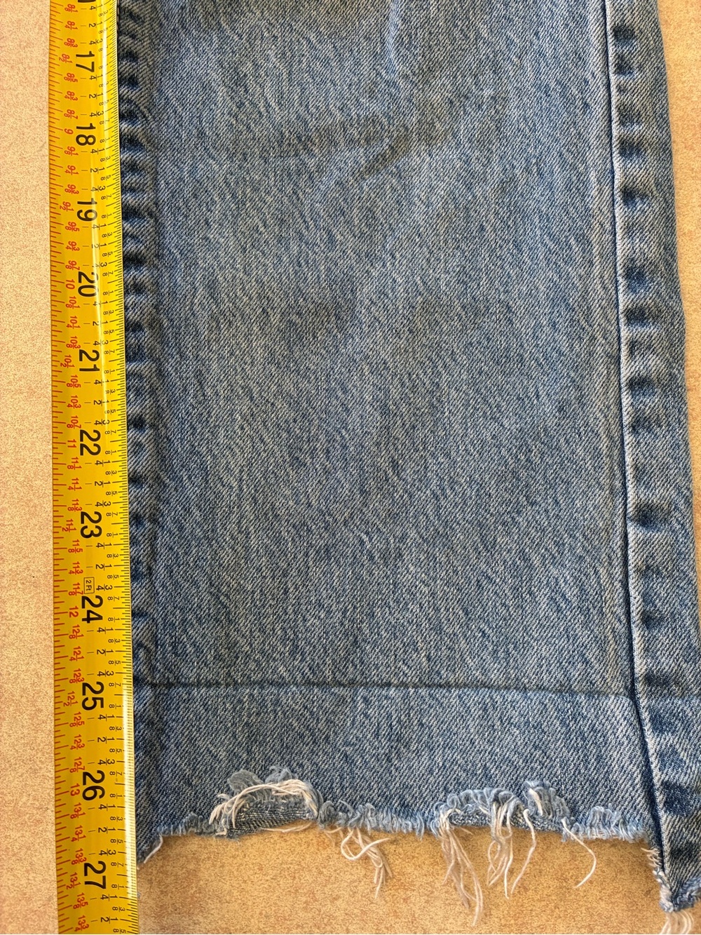 Garage Distressed High Rise Blue Denim Jeans - Classic Ripped Style - Picture 13 of 14